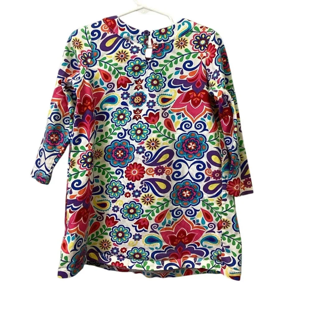Hanna Andersson Girls Size 4 (100) Long Sleeve Floral 100% Cotton Dress